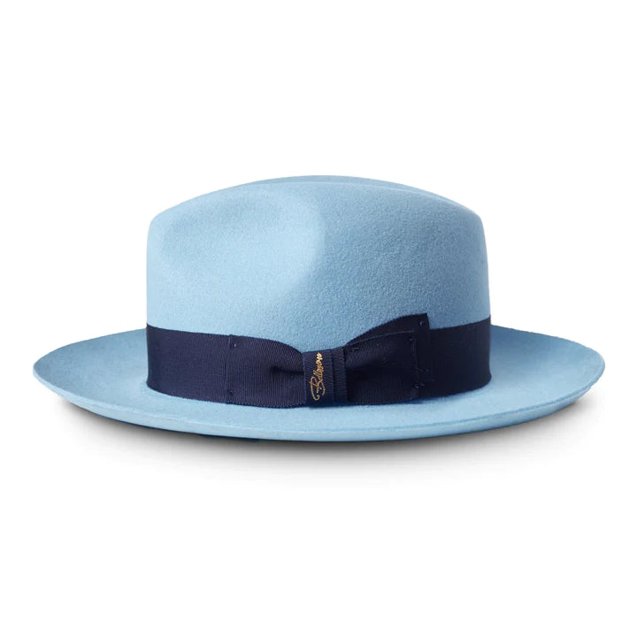 Light Blue Wide Brim Fedora Hat Atlanta - Wide Brim Fedora Hat - Light Blue – Dope Headwear main image 4